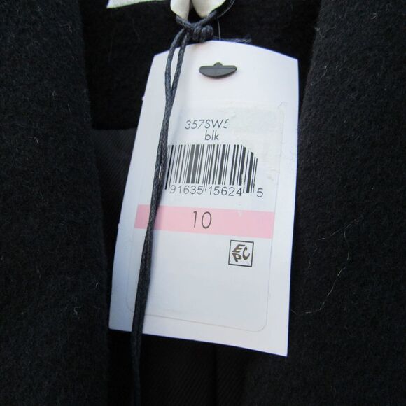 Cole Haan Wool Blend Wrap Coat Black SZ 10 - Picture 4 of 8